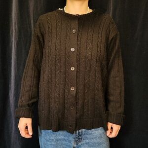 Black cable knit cardigan